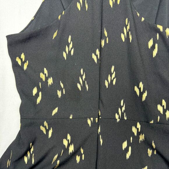 Everly Spaghetti Dress Black and Gold Size Large Racerback Knee Length Flare - Picture 8 of 16